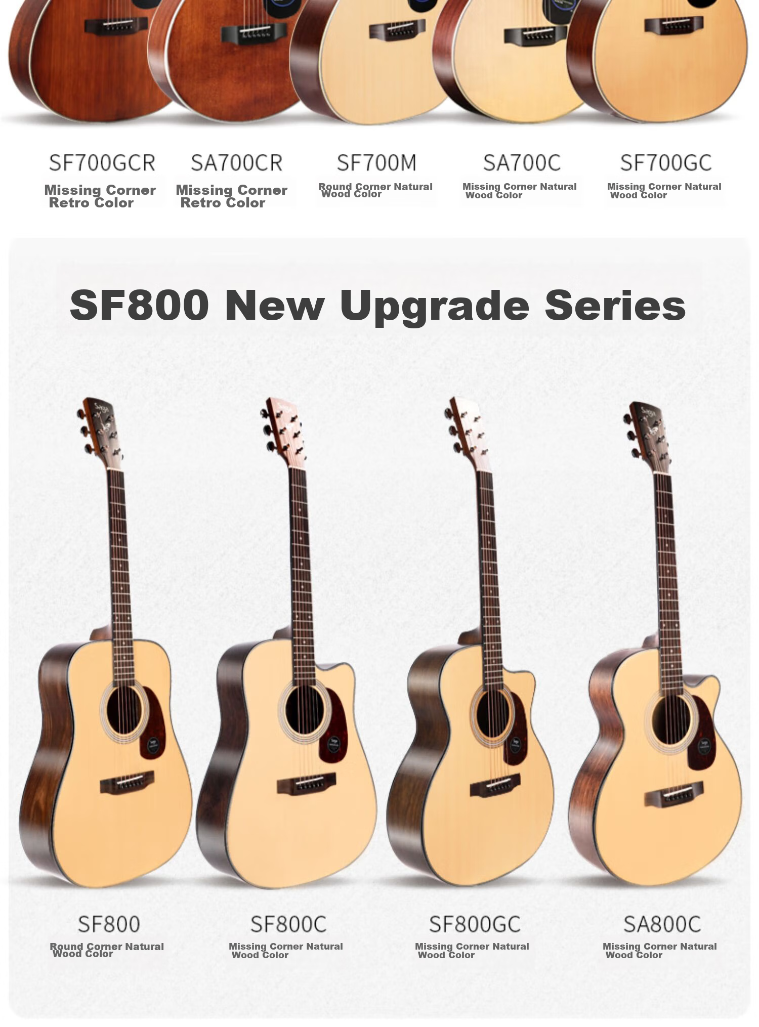 SAGA SAGA Guitar Spruce Top SA700C Natural Color 40-Inch Acoustic Folk Guitar for Beginners, No Returns if You Can't Lear 10