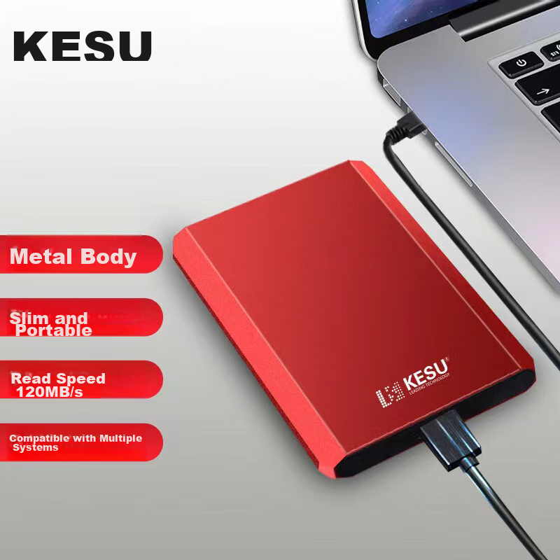 KESU 1TB Portable Hard Drive, Encrypted, USB3.0, K208-Hot Blood Red, 2.5-Inch External Storage