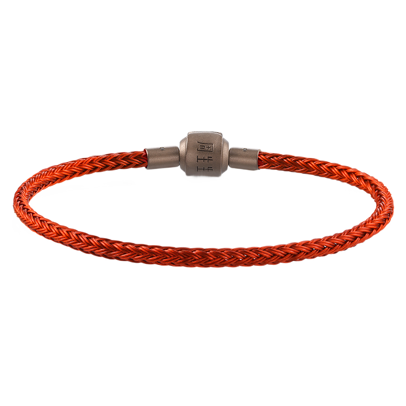 CHOW SANG SANG [Xian Sheng] Beaded Bracelet, 3mm Thin Version, Lucky Bead Cord, Leather Strap for Men And Women, Fixed Price Stainless Steel Cord - Red E15