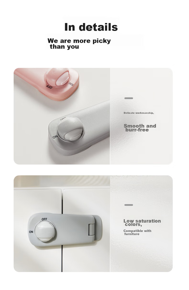 Kidsneed Drawer Lock, Child Safety Lock, Cabinet Door And Drawer Anti-Open Anti-Pinch Handle, Baby Sliding Door Refrigerator Lock, 6-Pack 7