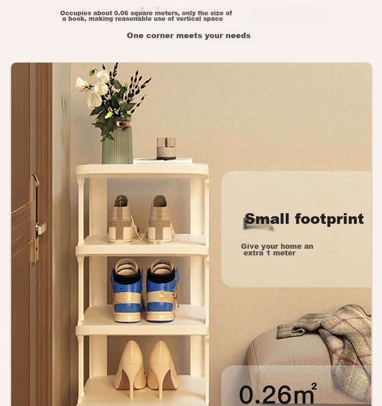 Anerya Simple Shoe Rack, Multi-Tier Storage for Entryway, Dormitory And Home Use, Space-Saving Vertical Organizer with Dividers, Shoe Cabinet, Warm White, 5 Tiers 6