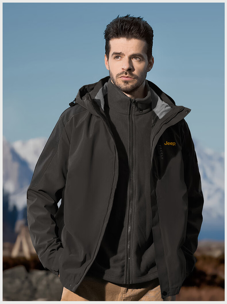 JEEP Three-In Windproof Jacket for Men, New Style for Autumn And Winter 2026, Outdoor Hooded Coat 18