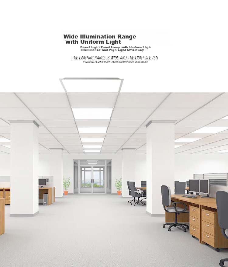 Foshanzhaoming LED Integrated Ceiling Panel Light, Aluminum Buckle Surface Panel Light, 600*600 White Light, for Office And Commercial Use, 60W 5