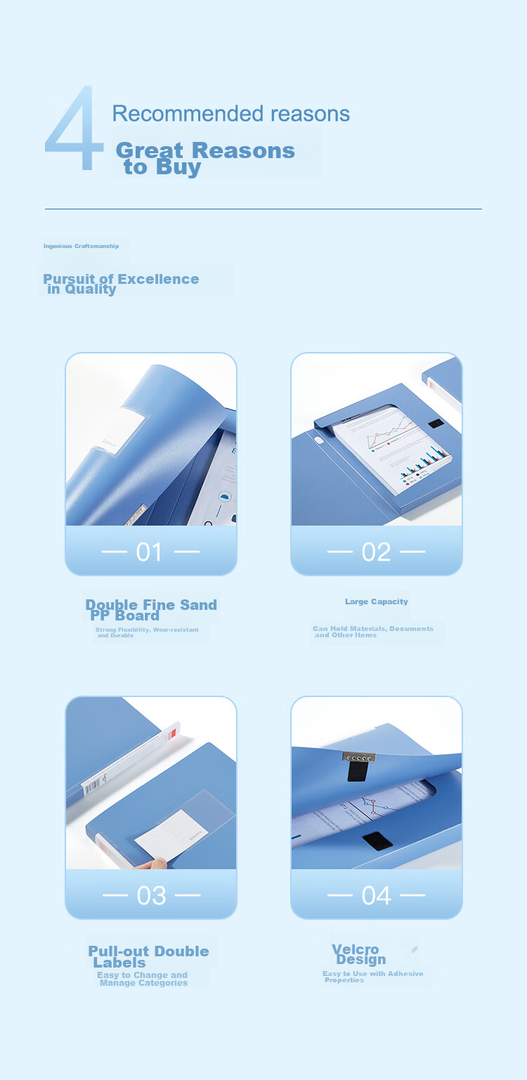 COMIX 22mm Durable Adhesive File Box/A4 Document Box/Storage Box, Blue, Office Stationery A1242 2