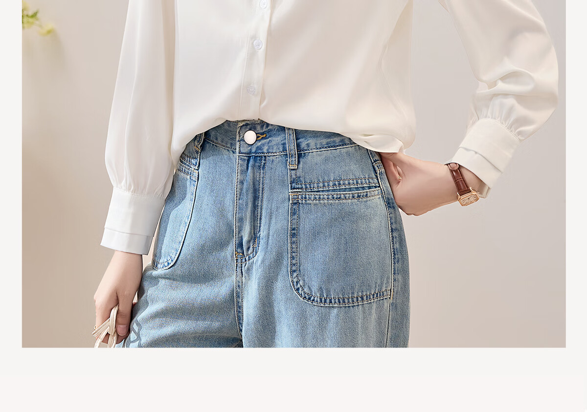 Chushen Long-Sleeve Satin Blouse for Women, Stylish Professional Commute Casual White Shirt S43S002 Size M 2