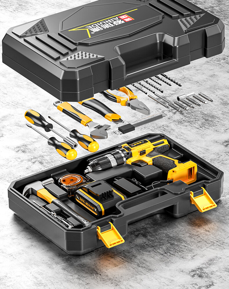 Airuide Rechargeable Electric Drill, Household Tool Kit Set, Lithium Battery Repair Combination Hardware Tool Set, Electric Screwdriver 11