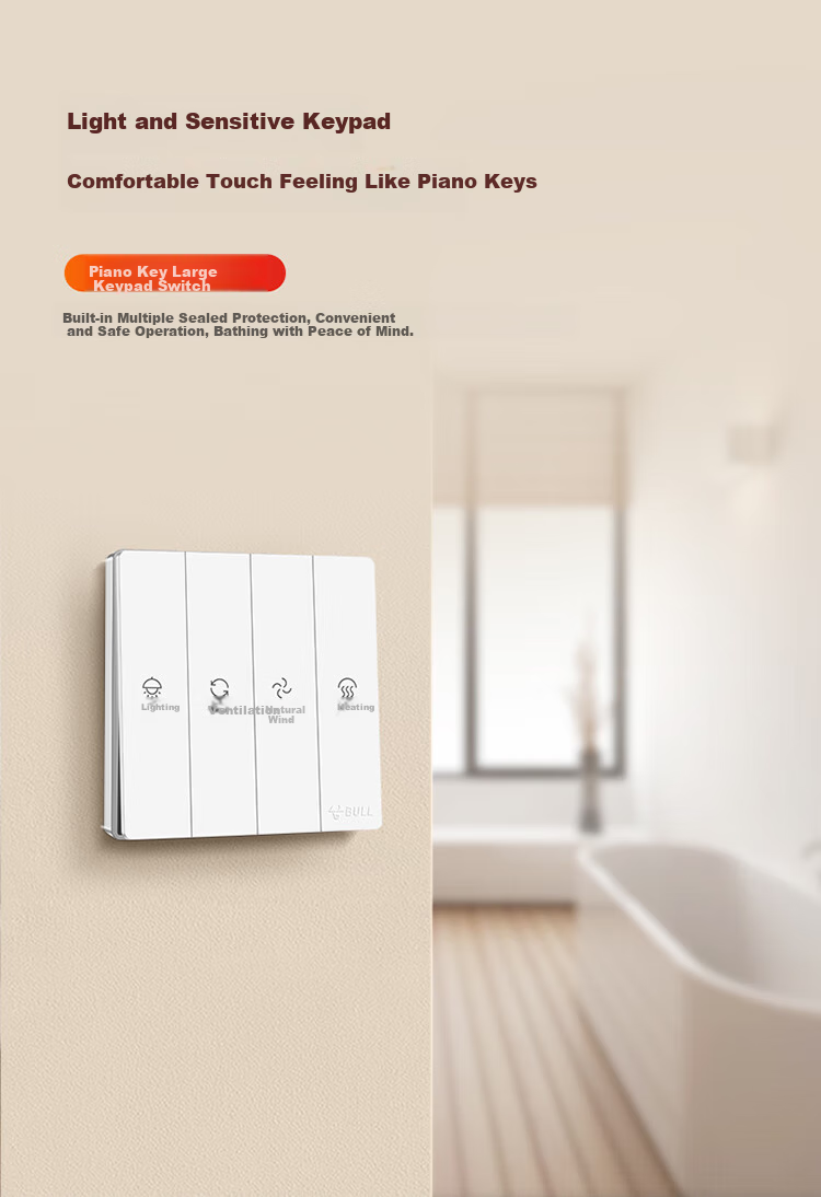 BULL Wind Heating Bathroom Heater, 2500W, Heating And Blowing Air, Ventilation And Lighting Integrated, Button Switch GY25AJZ 10