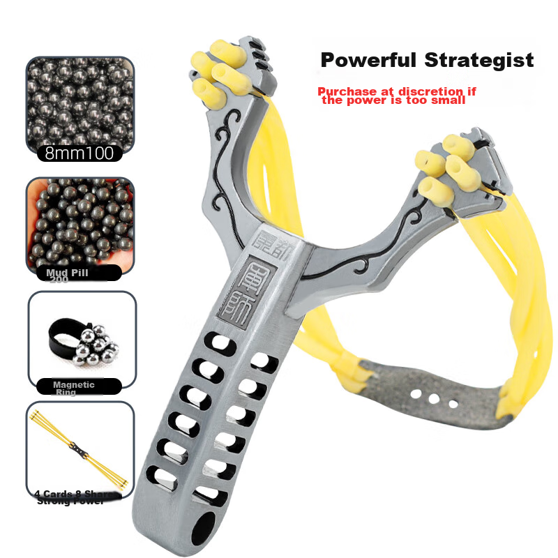 Kangdou Slingshot for Adults, Professional Competition, High Precision, High Pressure, Strong Outdoor Alloy Bow Frame, Clay Balls, Thickened Rubber Bands