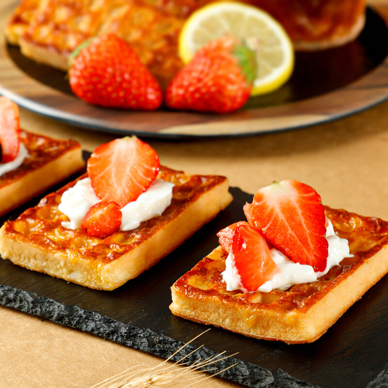 丹夫岩烧芝士华夫饼455g/盒 芝士力量早餐面包点心下午茶蛋糕量版装