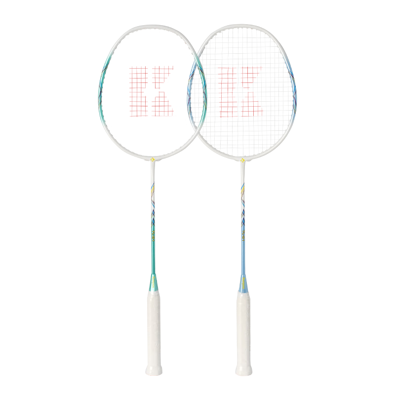 KUMPOO Badminton Racket Set, Carbon Fiber Mid-Shaft, Balanced for Attack And Defense, Xunfeng TL-01 Blue-Green, Pre-Strung, Includes 6 Shuttlecocks + Grip Tape 2