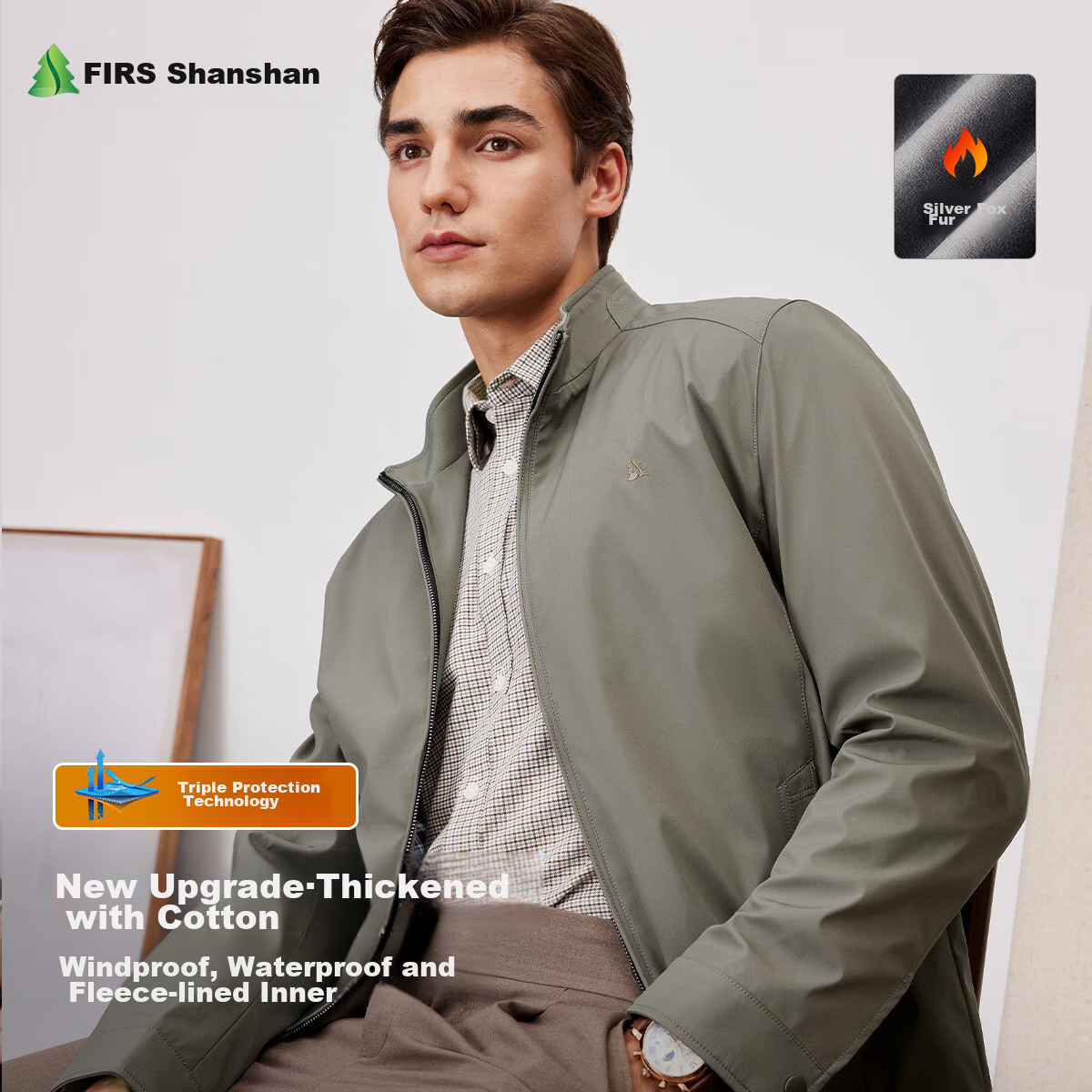 FIRS [Triple-Protection Fabric] Men's Jacket, Spring And Autumn 2026 High-End Commuter Stand-Collar, Middle-Aged And Young Dad Menswear