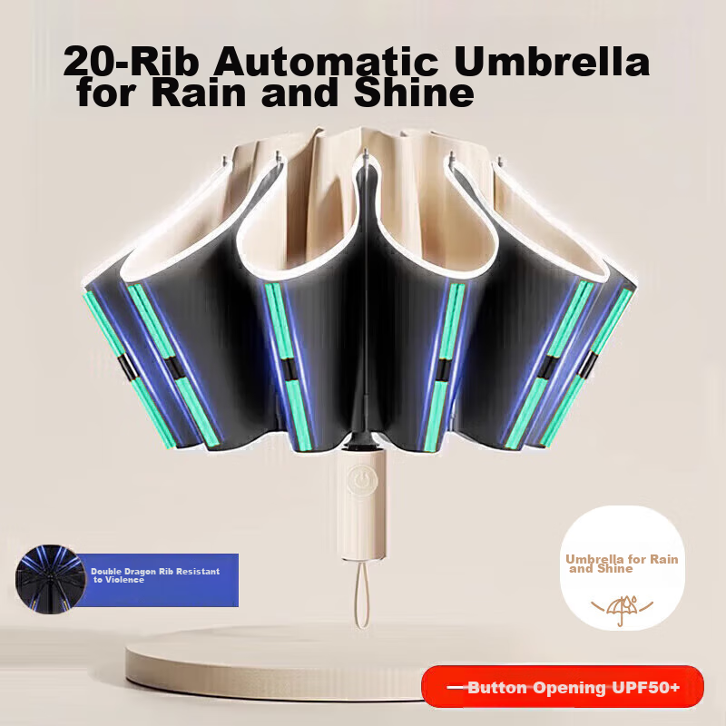 Bahainiao Umbrella, Reverse Automatic Sun And Rain Dual-Use Parasol, Car-Mounted Sunshade, Reinforced 20-Rib Windproof Folding Umbrella for Men And Wome