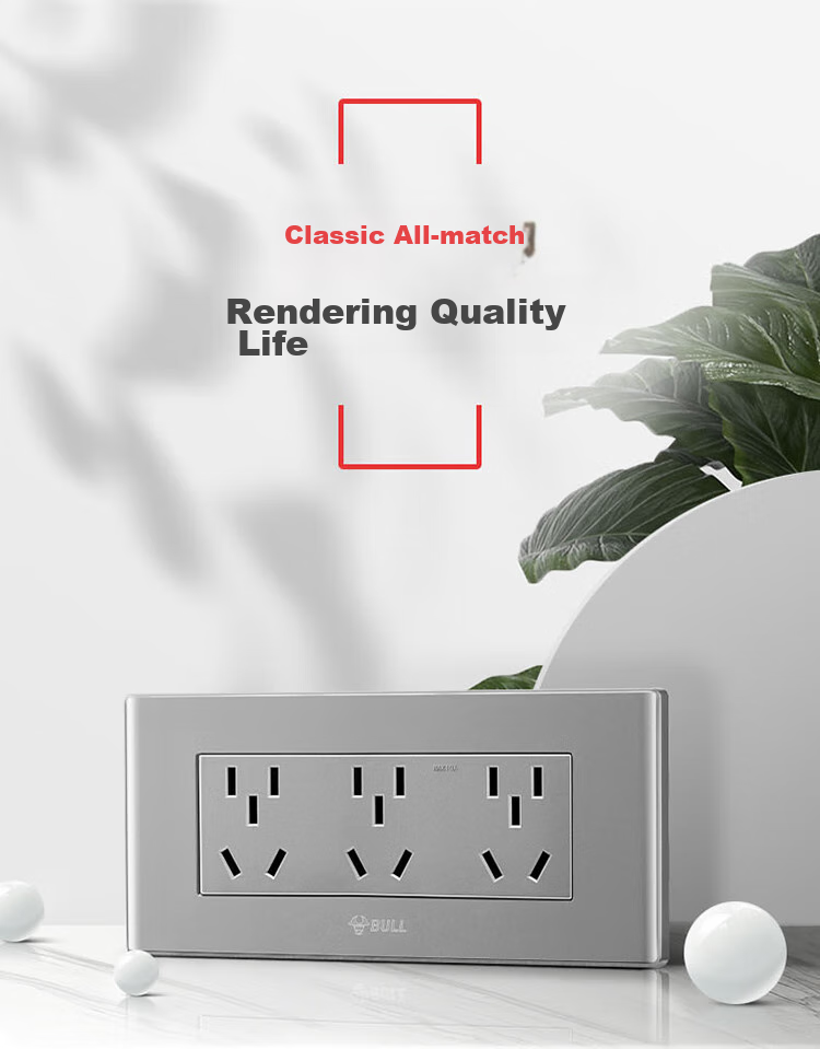 BULL Switch Socket, Multifunctional 118-Type Socket Switch with 15 Or 9 Holes Socket Panel G04Z356A, Gray 2