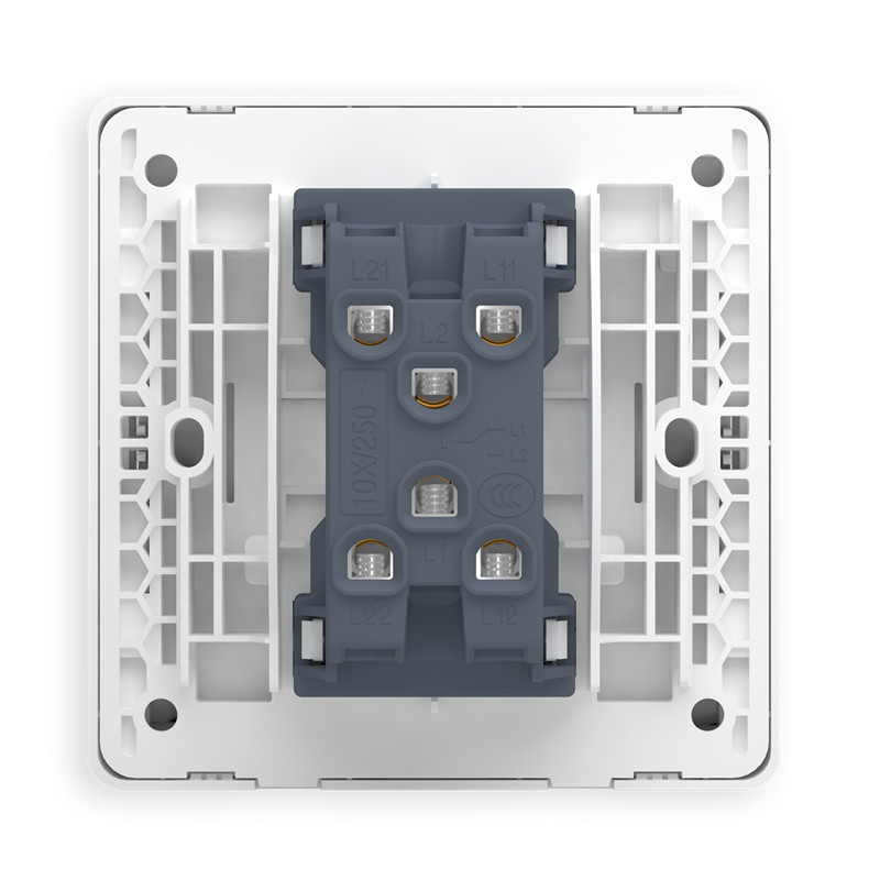 ABB Switch Panel, Yuanchi Series White Double Switch Double Control Switch, 86-Type with Fluorescent Switch, AO106