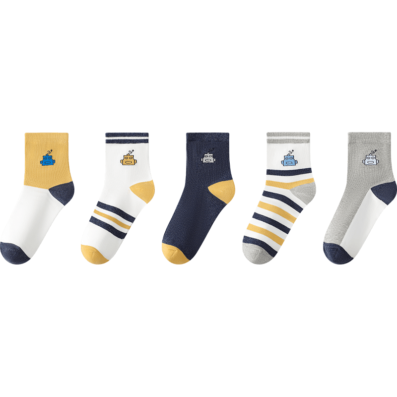 LangSha Kids Socks Boys Cotton Mid-Calf Socks Comfortable Breathable Casual Sports Socks for Boys Spring Autumn Winter