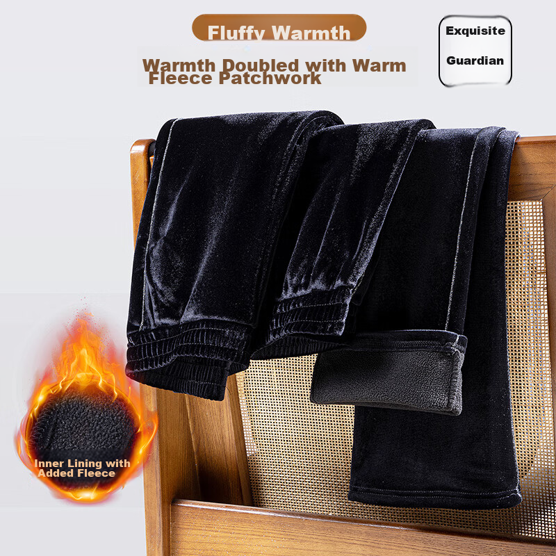 Hengyuanxiang Middle-Aged Mom's New Winter Fleece-Lined Pants, Thickened Loose Straight-Leg Casual Trousers, Grandma's Elastic High-Waist Pants 2