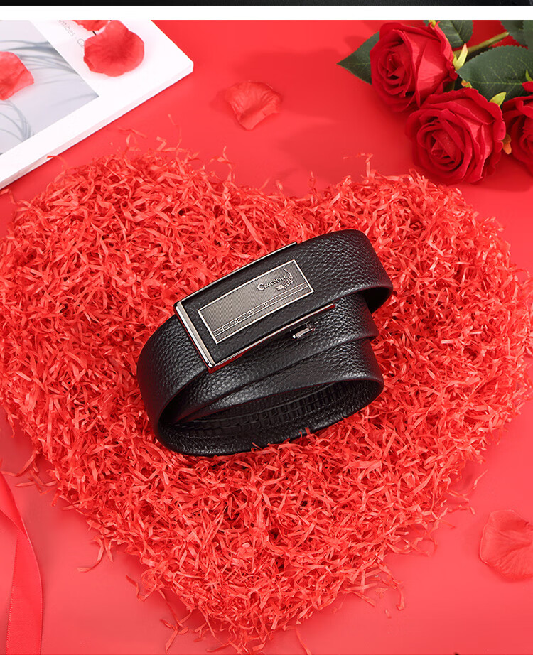 CROCODILE Men's Inner Belt, Top-Grain Leather, Automatic Buckle, Casual Waistband for Young Men, Gift 12968 for Boyfriend 12