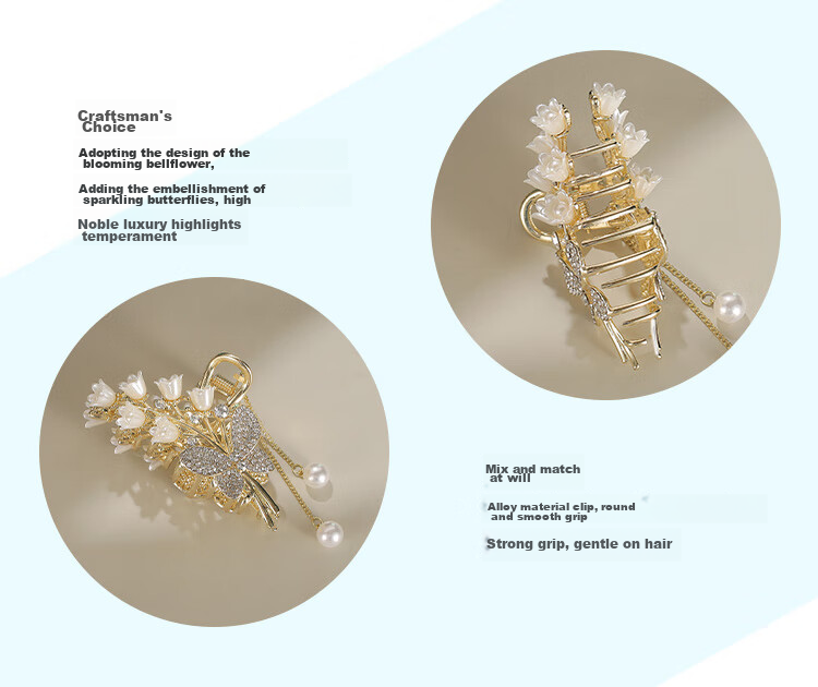 CHIMERA Elegant Hair Clip, Back of Head Half-Up Butterfly Bun Clip for Women, Side Clip Hair Accessory, Mid-Autumn Festival Gift 20