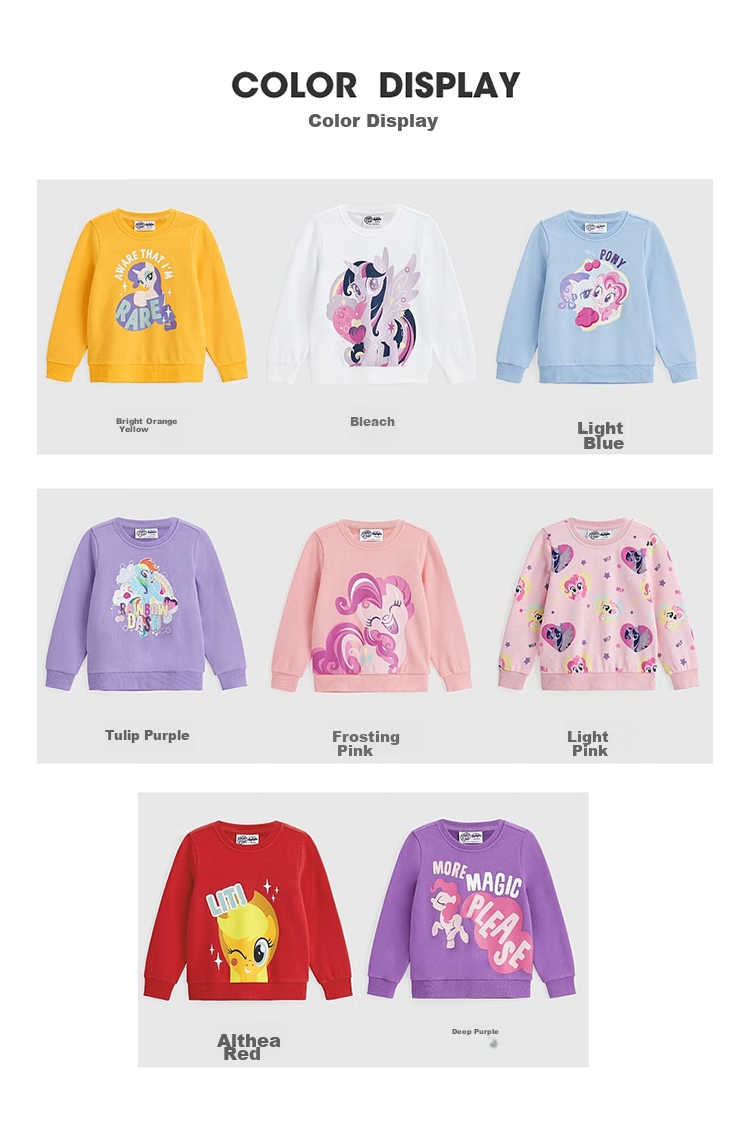 Baleno Children's Clothing Spring And Autumn 2022 My Little Pony Girls' Round Neck Sweatshirt Long Sleeve Top for Older Children 58B Light Blue 110cm 21