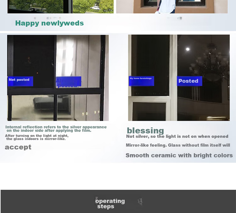 Fuju Adhesive Heat Insulation Sunscreen Privacy Window Film Blackout 60x200cm 8