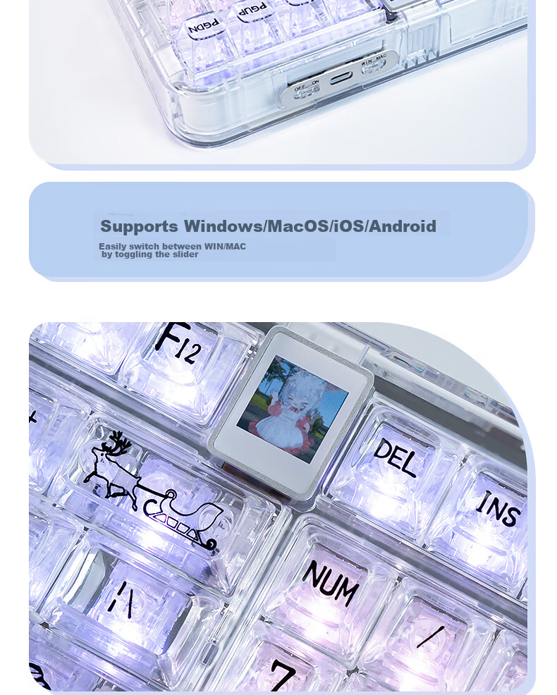 CoolKiller CK98ultra Wireless Bluetooth Tri-Mode Transparent Customizable Polar Bear Mechanical Keyboard Hot-Swappable High-Performance Gaming E-Sports Office Home 5