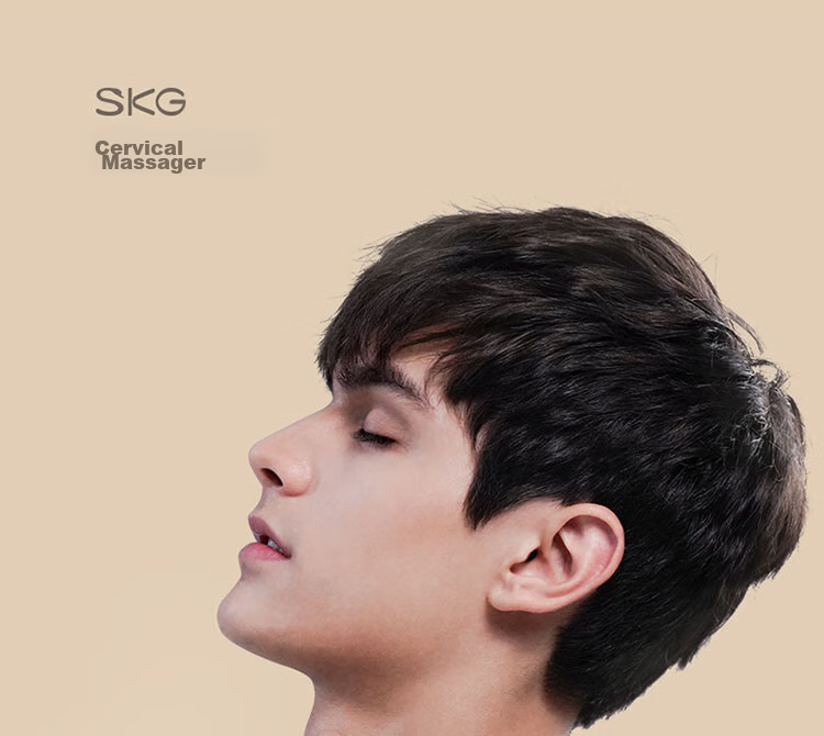 SKG Neck Massager K3-1t, Neck Massager with Heat Therapy, Electromagnetic Pulse U-Shaped Pillow, Light Gray 3