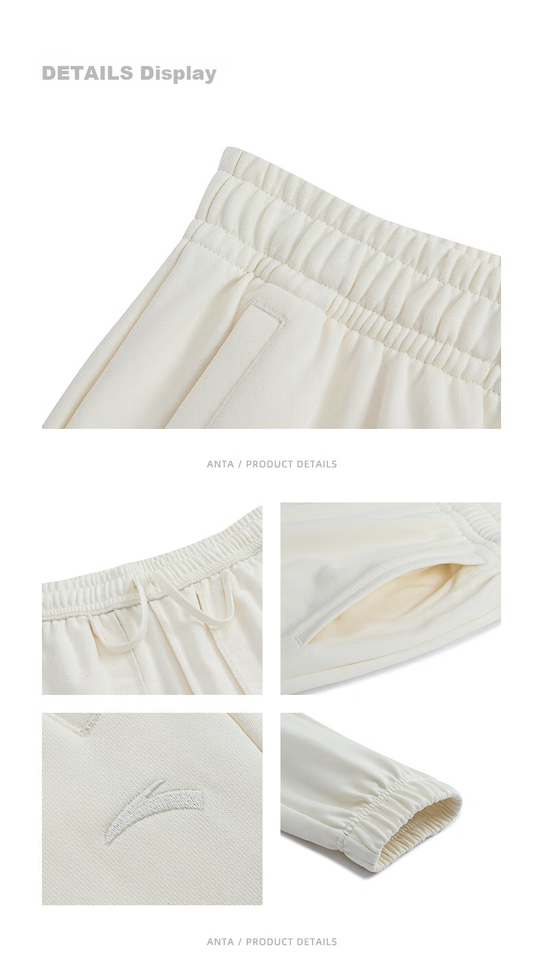 Anta Fleece Lined Jogger Pants | Knitted Women's Sports Trousers Winter New Fleece Warm Casual Elastic Cuff Sweatpants 46