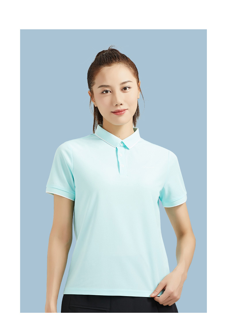 TECTOP Quick-Dry Shirt, Women's Outdoor Solid Color Stand-Collar Short-Sleeve Sports Polo Shirt, Moisture-Wicking Casual T-Shirt DJB623006, Women's Light Pink 2XL 23