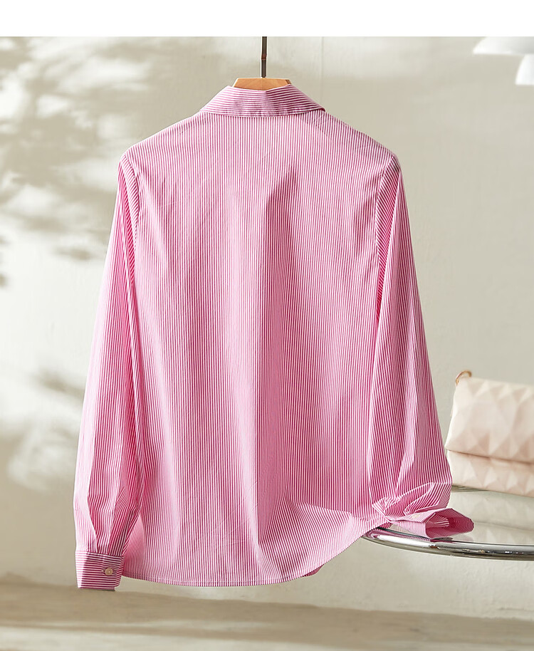 Dme [Career Art Collector] Spring And Autumn Breathable Simple Lapel Shirt, Long-Sleeve Fitted Blouse, Women's Top 19