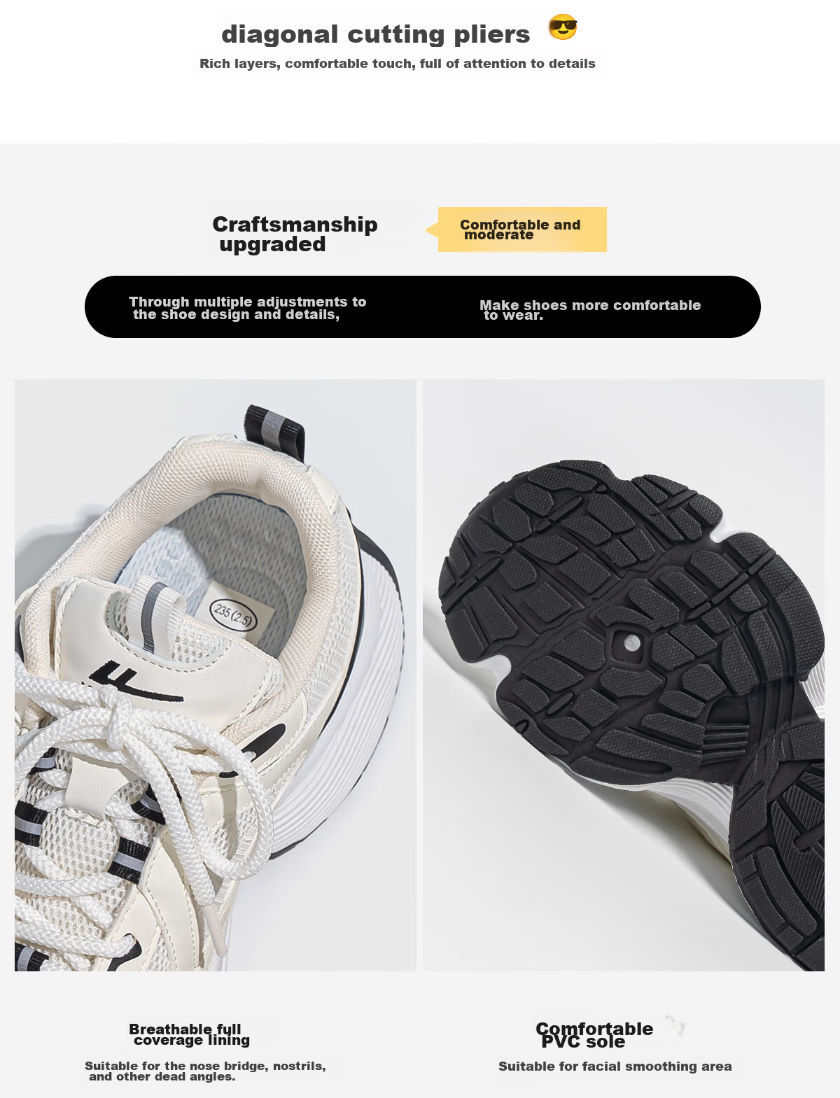 Huili Women's Shoes, Spring Trendy Dad Shoes, Versatile Casual Shoes for Female Students, Thick-Soled Height-Increasing Shoes, 2888 White And Black, Size 40 10
