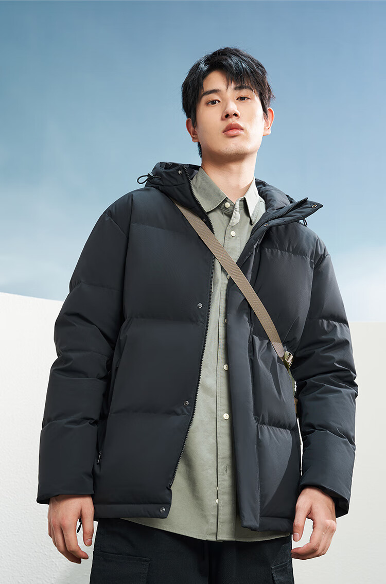 JD Original down Jacket for Men, Duck Down Thickened Cold-Resistant Workwear Puffer Coat Water-Repellent Winter Mid-Length Black Coat Size S 14