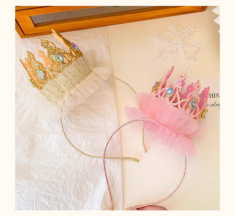 Duomeiyi Birthday Hat, Birthday Scene Decoration, Girl Adult Dress-Up, Children's Birthday Decorations, Props, Pink Crown, Veil 5