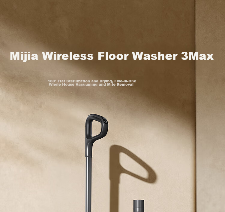 Mijia Xiaomi Wireless Floor Cleaner 3 Max, Sweeping And Vacuuming All-In with Dust Mite Removal, 180° Flat Cleaning for Whole House, Full Chain Sterilization And Hot Air Drying 1