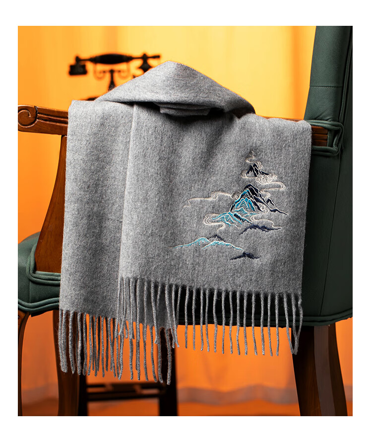 Shanghaigushi 100% Wool Scarf Gift Box, Winter Warmth, Embroidered Neckwear for Men And Women, Birthday Gift for Mom Or Teacher, National Day Present 37