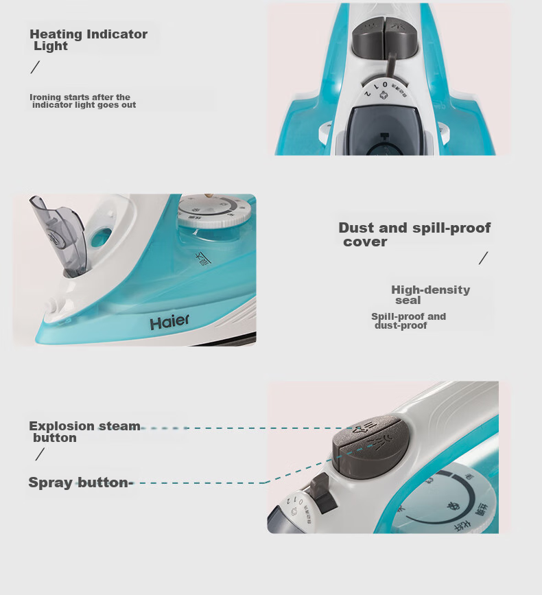 Haier [Low-Price Top Host 90% Off] Large Panel Electric Iron, 35g/min Explosive Steam, 210ml Transparent Water Tank, Home Garment Steamer 12