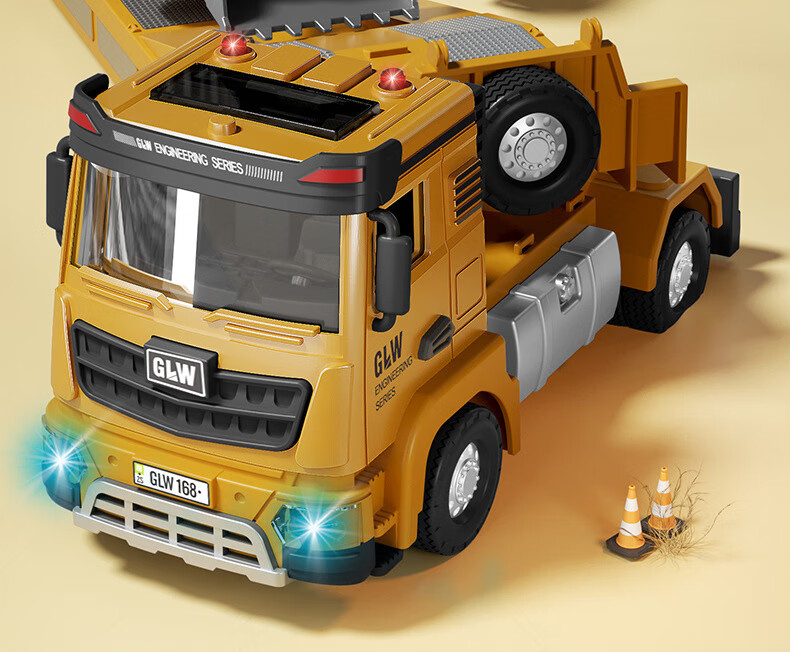 Babamama Children's Toys for Boys Aged 3-6, Toy Car with Trailer, Excavator, Extra Large Alloy Construction Vehicle Set 2
