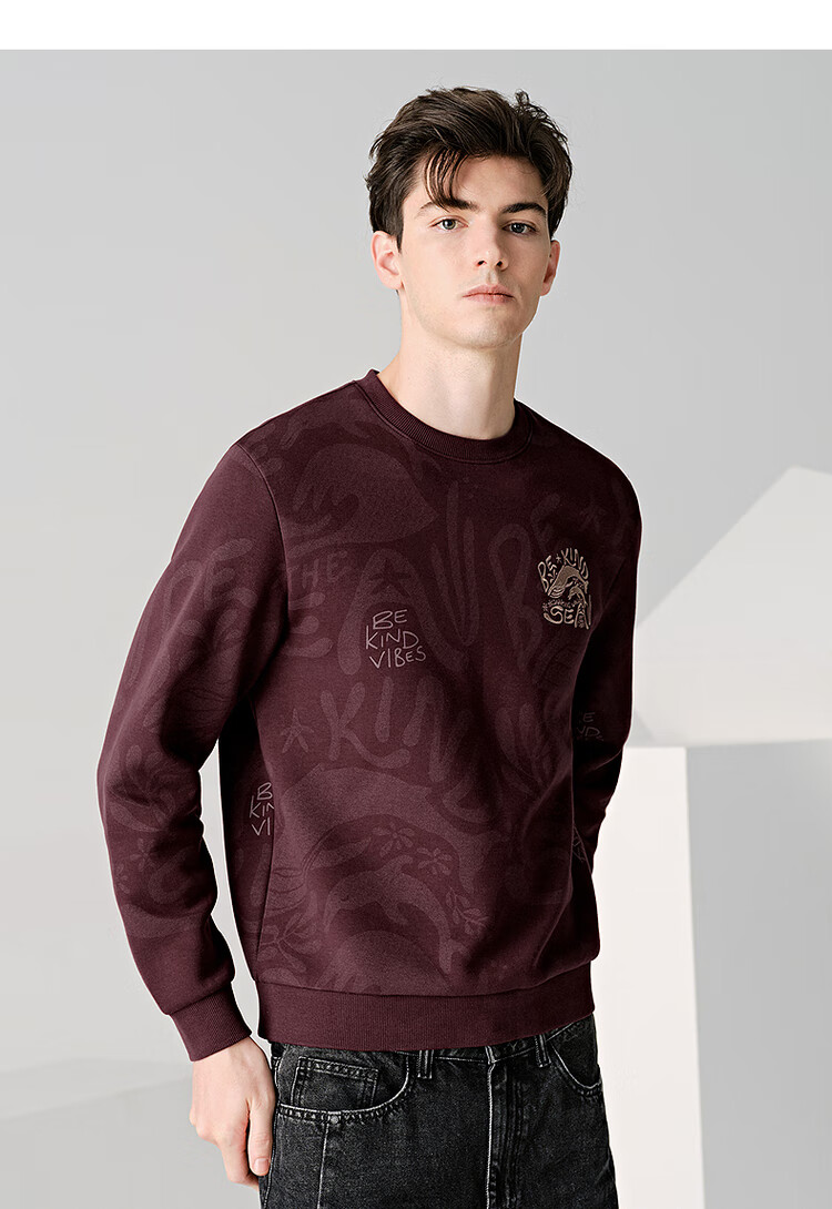 Dance with Wolves [Heavy Embroidery] Autumn Winter Fashion Embroidered Casual Men's Commuter Sweatshirt 706 Light Khaki 175 1