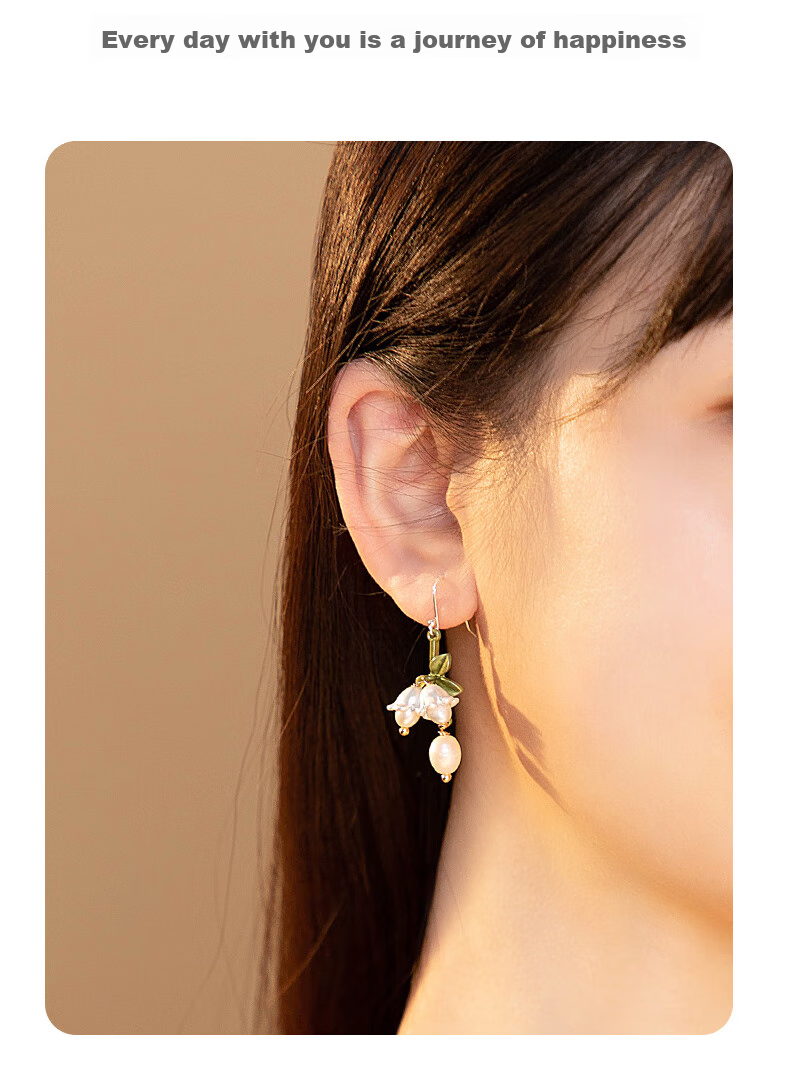 MOLADY Pearl Earrings for Women, 2026 New Style Silver Needle Lily of The Valley Earrings, Gift for Best Friends' Anniversary Birthday Present for Girlfriend Or Wife 8