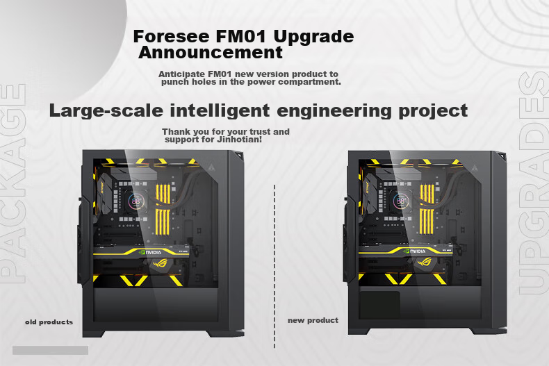 Golden Field Jianyu Qingyao NANO Wide-Body Desktop Computer Case, Cooling Grid Panel, ATX Motherboard/8 Fan Positions/Compatible with 240mm Water Cooling/Glass Quick-Release Desig 1