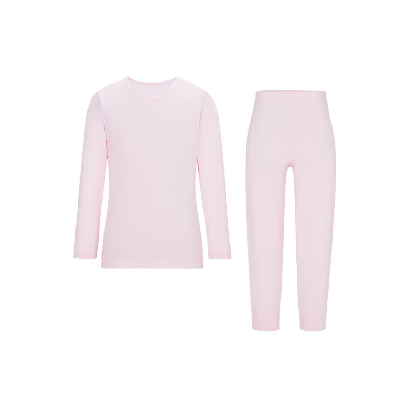 AIMER KIDS Girls' Thermal Underwear Set for Early Autumn, Thin Warm Base Layer Top And Bottom, Pink, Size 160