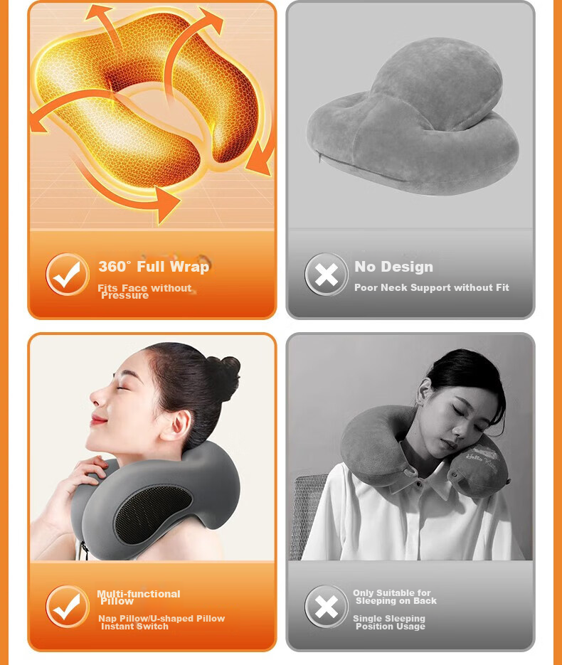 Jingmao U-Shaped Pillow, Nap Pillow, Cervical Pillow, Memory Foam Neck Pillow, Airplane Neck Support Pillow, Travel And Office Sleeping Pillow, Nap Pillow 7