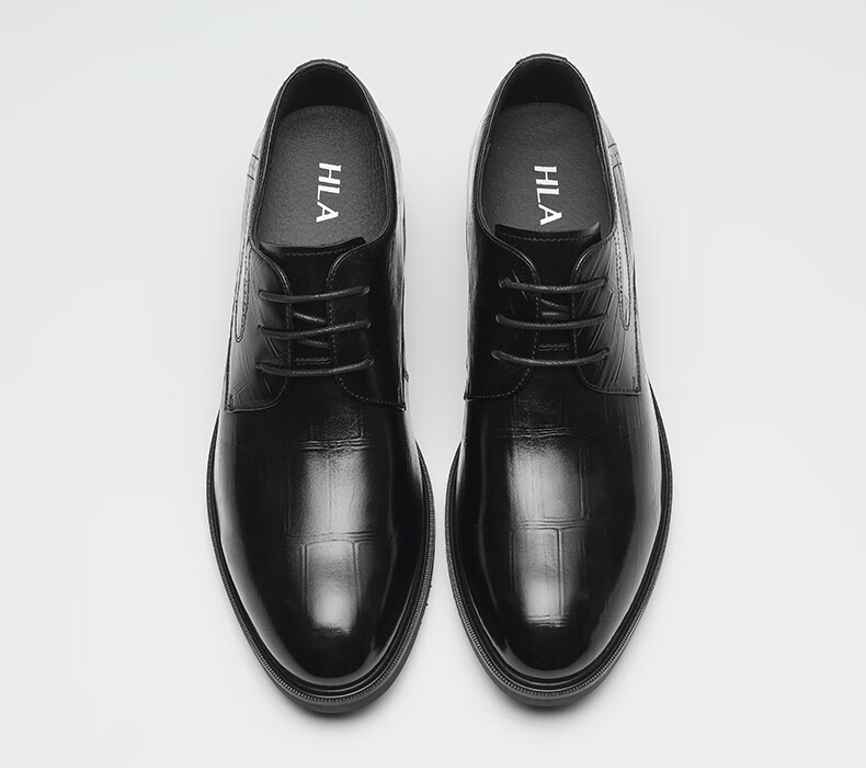 HLA Men's Leather Shoes, Business Formal Dress Shoes, Genuine Leather Footwear, HAAPXM2FAV172, Black, Size 44 39