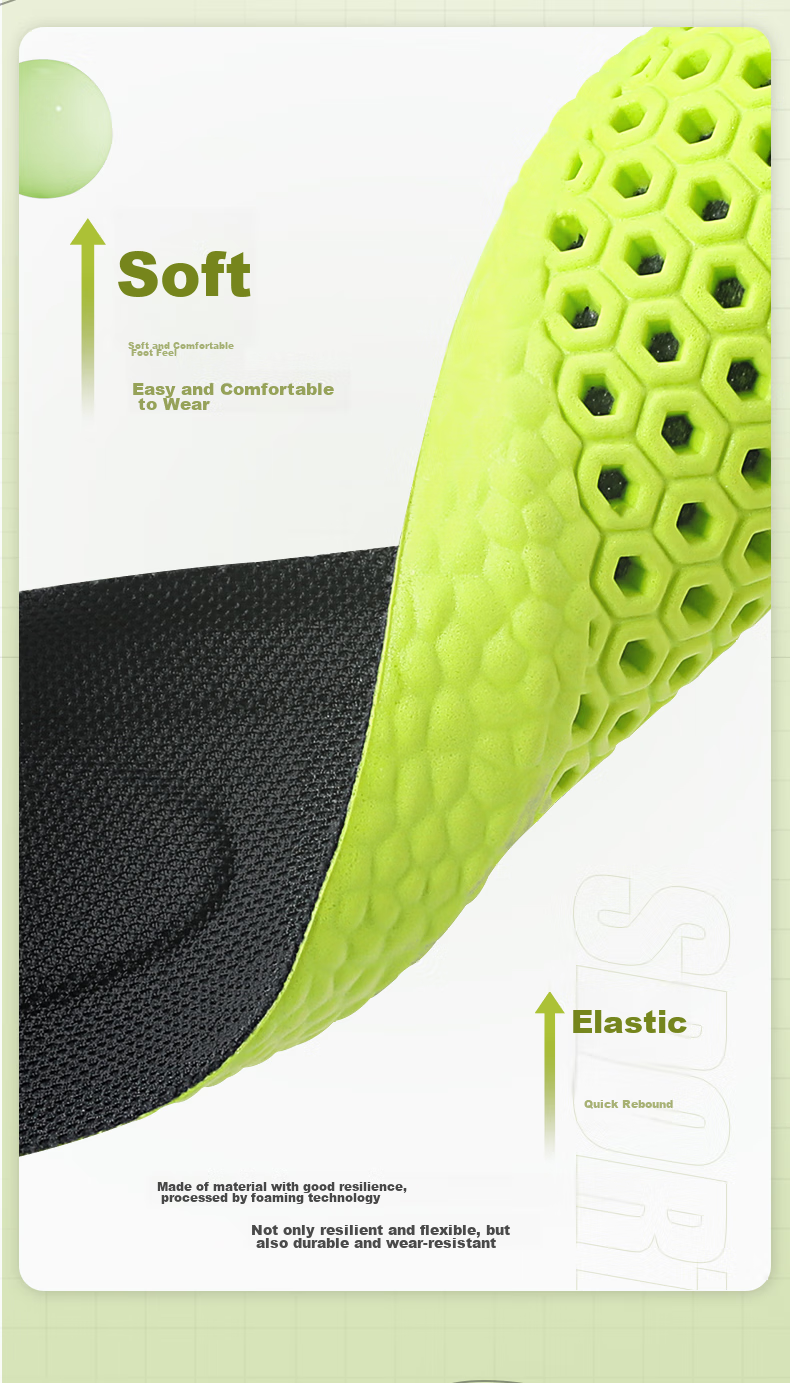 3AnGnI Antibacterial Insoles for Men, Sweat-Absorbing, Odor-Resistant, Soft And Elastic, Comfortable for Long-Standing, Shock-Absorbing, Wear-Resistant, Breathable, Specially Designed for Military Training, Suitable for Summer 6