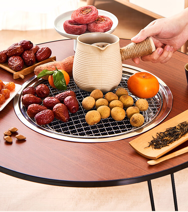 Suncojia Barbecue Grill, Tea Brewing Set with Fire Pit, Home Charcoal Grill, Fire Heater, Grilling Stove, Meat Roasting Ove 3