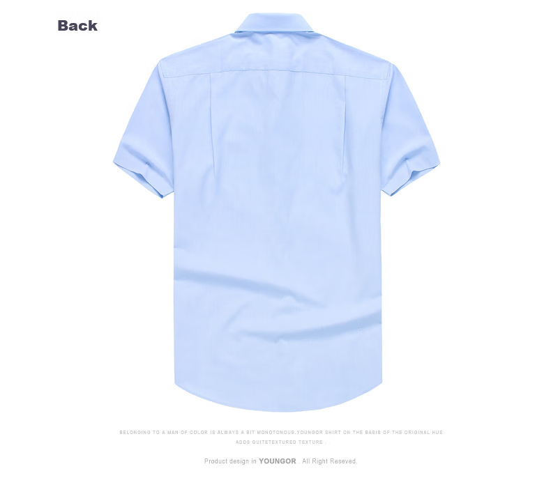 YOUNGOR [NP Wrinkle-Free] Spring/Summer 2026 New Casual Short-Sleeve Shirt for Young Men, Light Blue Plain, Size 38 10