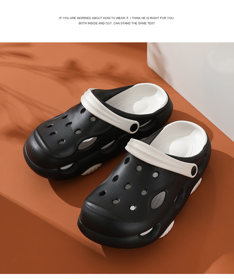 CARTELO Men's Perforated Shoes, Summer Sandals, Outdoor Dual-Wear Slippers, Fashionable Beach Shoes for Men, 1470 Black And White, Size 42-43 8