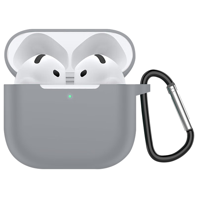 KMaxAI AirPods 5/4 Protective Case, Silicone Integrated Soft Shell with Hook, Apple True Wireless Earphones Fifth Generation Charging Case Frosted Cover Anti-Fingerprint Solid Color Simple Design, Gray
