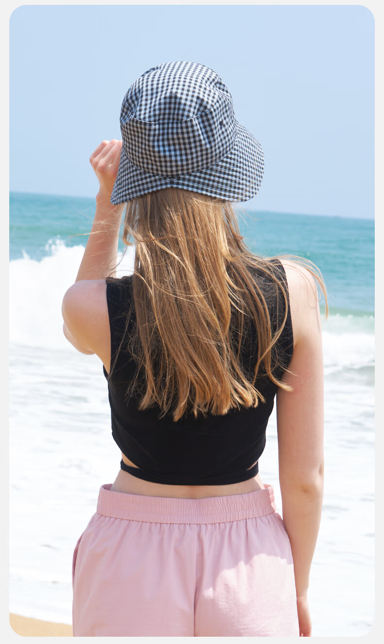 Kenmont Foldable Grid All-Cotton Versatile Sun Protection Fisherman Hat for Women, Spring And Summer Circumference Sun Visor Hat, Face-Slimming Effect, 6082 2
