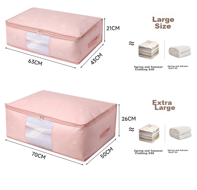 Baicaoyuan Storage Bags for Clothes And Quilts, Moving And Packing Bags, Small Dinosaur Design, Small Size, Pack of 4 10