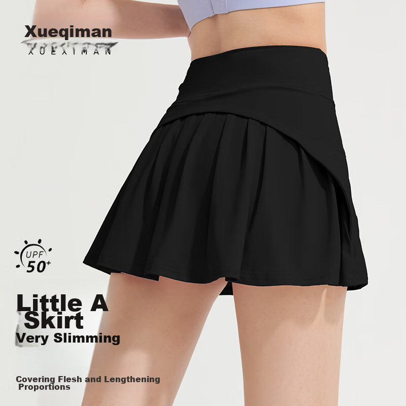 XUEXIMAN Sports Skirt for Women, Summer Faux Two-Piece Anti-Exposure Yoga Skirt, Running Fitness Tennis Badminton Pleated Mini Skirt
